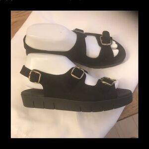 AZALEIA BLACK MICROSUEDE NUBUCK SANDALS.  …